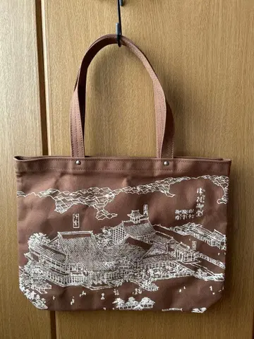 풍경화 프린트 토트백 브라운