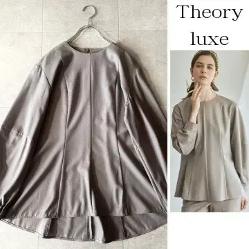 컨디션 최상 22AW 띠어리 럭스 사키소니 블라우스 40 가을 그레이