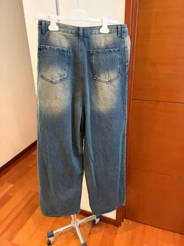 L 사이즈 와이드 레그 데님 팬츠 블루