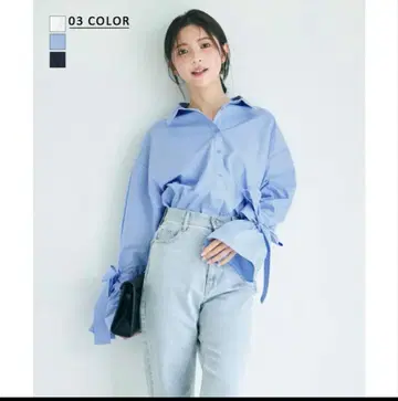 리본 캔디 슬리브 블라우스