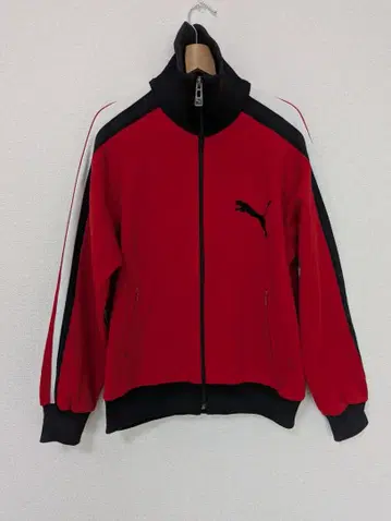 PUMA 집업 자켓 레드/블랙 저지 레트로 빈티지