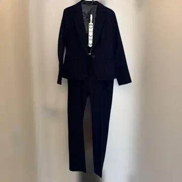 네이비 스트라이프 팬츠 수트 상하의 세트
