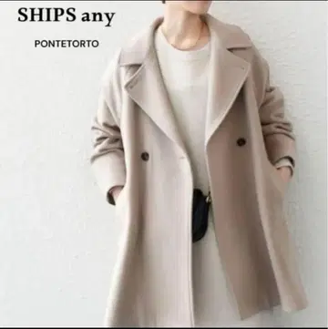 SHIPS any 스탠드 & 더블 울 코트 택 포함 미사용 새상품 38