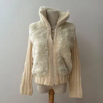 y2k archive 모리걸 보아 지퍼 후드티 화이트 계열