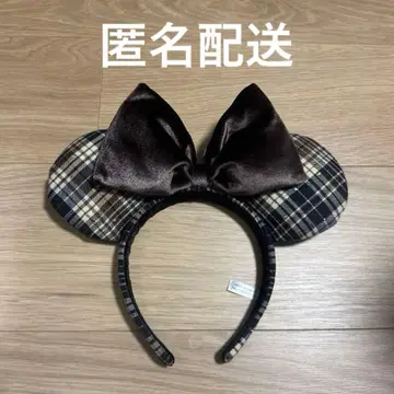 디즈니 머리띠 체크 미니 체크 무늬 브라운