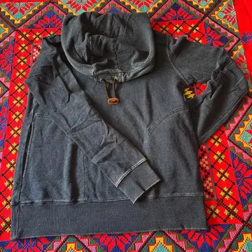 자연스러운 워싱 후드티 M 속기모 없음 인디고색 네이비 나염