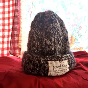 핸드 니트 블루 비니