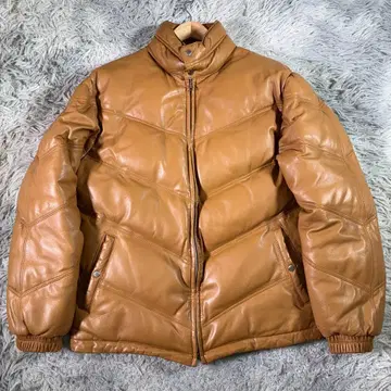 Licorice 램 가죽 다운 자켓 y2k 헤이세이 레트로 카멜 두툼한