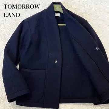 새상품급 투모로우랜드 슬리버 니트 컬러리스 자켓 네이비 S