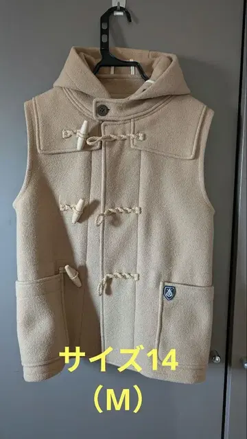 베이지 더플 코트 베스트 후드 부착