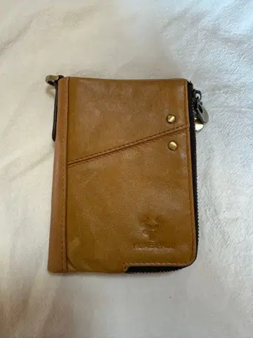 남성용 미니 컴팩트 천연 가죽 더블 지퍼 대용량 브라운 접이식 지갑