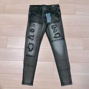 데미지 가공 그레이 스키니 청바지