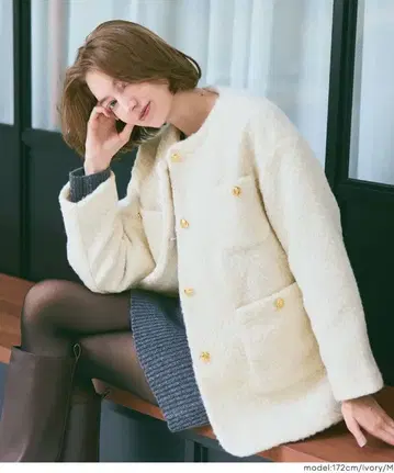 [ coca ] 푸들 금장 버튼 노카라 코트