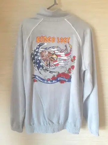 백 Hawk 자수 벨로아 스탠드 집업