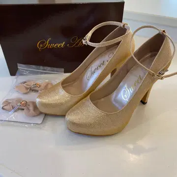 파티용 펌프스 하이힐 골드 리본 포함 23cm 23.5cm