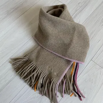 새상품급 폴스미스 울 머플러 베이지 멀티 스트라이프 프린지 겨울 잡화