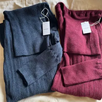 [ 새상품 ] tumugu 랜덤 리브 니트 터틀넥 코튼 니트