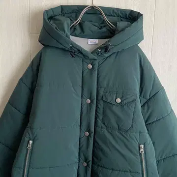 챔피온 자수 로고 충전솜 자켓 숏 기장 블루종 그린