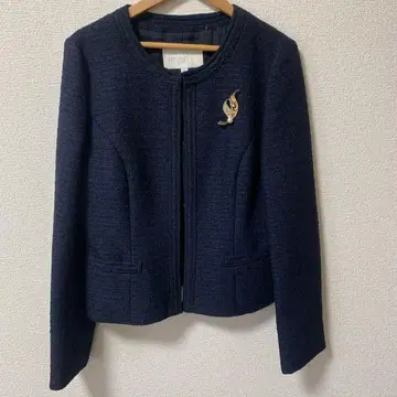 내추럴 뷰티 셋업 노카라 자켓 36 트위드