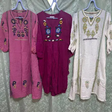 마라이카, 인도 면, 자수가 귀여운 튜닉 원피스, 덤 포함