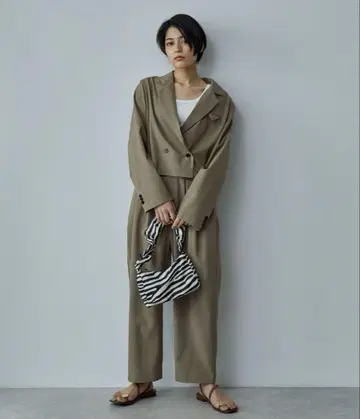 ECRIRE 숏 자켓 셋업 샌드 그레이