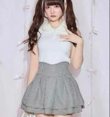 미셸 마카롱 슬림 레그 스커트 하운드투스 체크 패턴 S