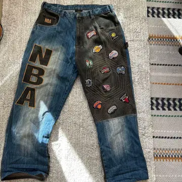 NBA 패치워크 디자인 데님 팬츠