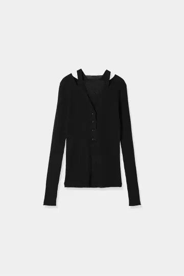 Louren neck slit knit cardigan