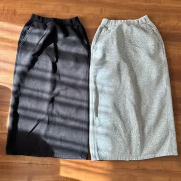 gu/헤비 웨이트 내로우 스커트/블랙과 그레이 2종 세트