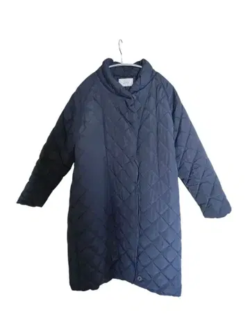 AUG 네이비 퀼팅 롱 코트
