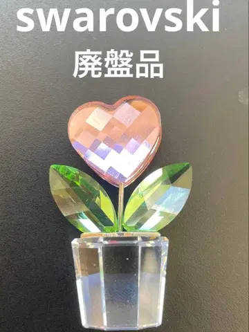 스와로브스키 새상품급 단종 하트 플라워 스톤 오브제 입상