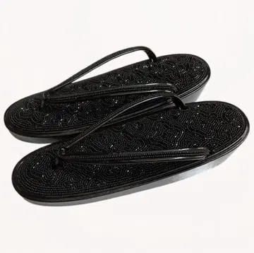 [ 미사용 장기 보관품 ] 블랙 조리 포멀용 비즈 패턴