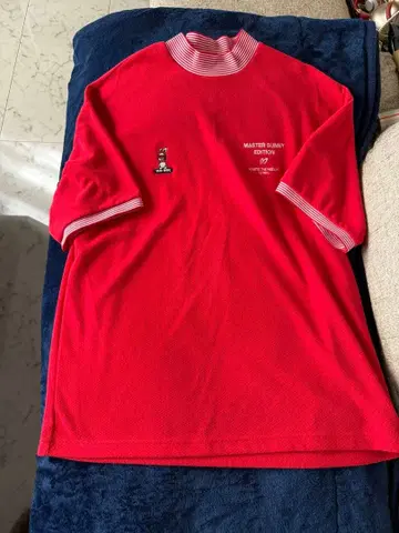 올해의 마스터즈 로고 자수 빨간색 셔츠 남성용 사이즈 5