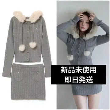 정품 미사용 새상품 andmary Reo fur knit set up