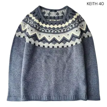 KEITH 영국풍 페어아일 니트 40 그레이 북유럽 무늬 울