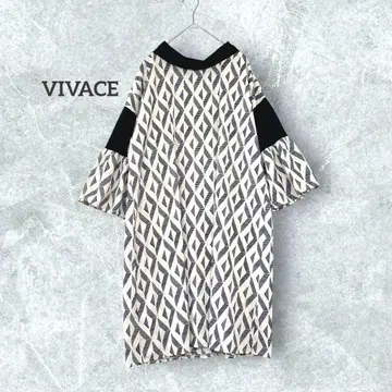 비바체 기하학 패턴 7부 소매 원피스 캔디 슬리브 무릎 기장