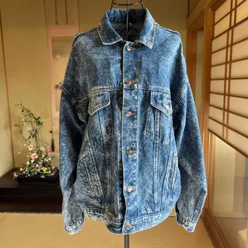 [초레어 USA제] 90s Wilson 데님 자켓 자수 애시드 워시