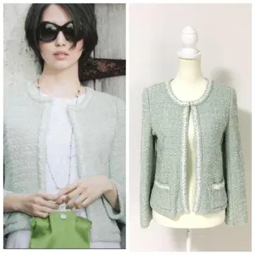 고급 새상품급 FOXEY 폭시 트위드 니트 자켓