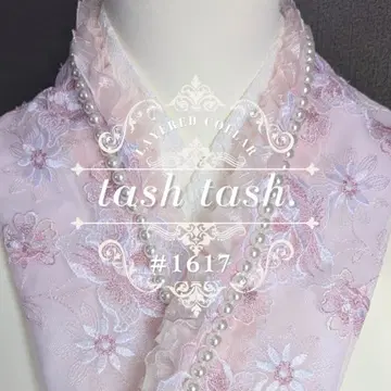 #1617 겹카라 이타에리 로즈 데이지 핑크 튤 레이스 펄 장식