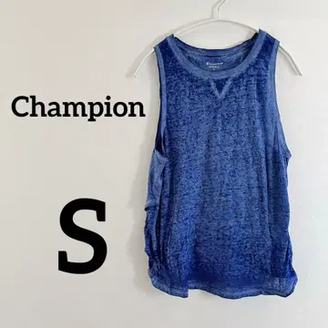 Champion [ S ] 블루 탱크탑 챔피온 심플 파랑 슬리브리스