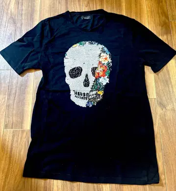 ZARA MAN 스컬과 꽃 스팽글 T셔츠