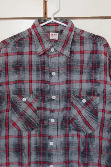 컨디션 최상 60s USA제 빅맥 플란넬 셔츠 XL 블랙 그레이