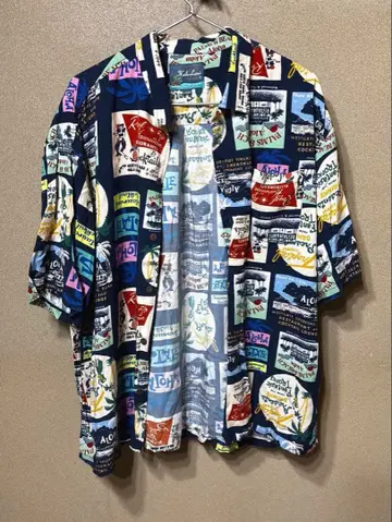 알로하 셔츠 반팔 네이비 계열 L 사이즈