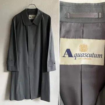 90S 새상품급 Aquascutum 실크 울 스텐카라 코트 그레이