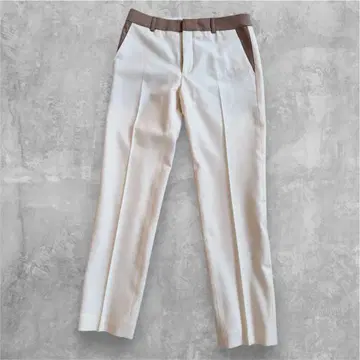 BEGE 베이지 화이트 브라운 투톤 컬러 슬랙스 팬츠