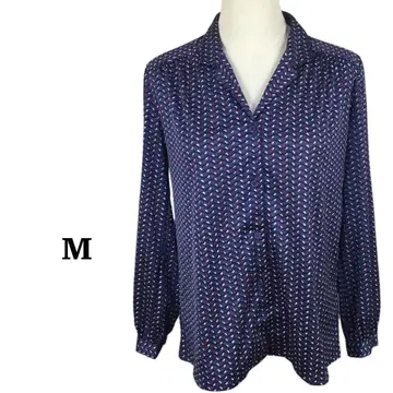 기하학 패턴 긴팔 셔츠 네이비 계열 M 상당 오샤레