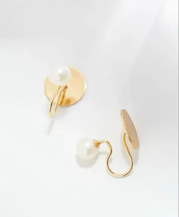 [ 한쪽 ] JUPITER 담수 진주 & 플레이트 귀걸이 (10K)