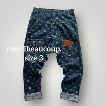 1603 mercibeaucoup 메르시보쿠 말굽 올 패턴 사루엘 데님