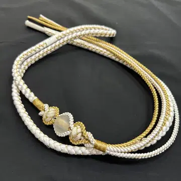 새상품 순수 실크 화이트 허리띠 후리소데용 럭셔리 장식 포함 2127