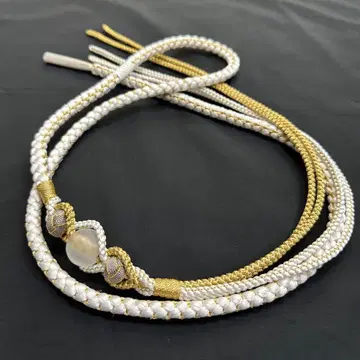 새상품 순수 실크 화이트 허리띠 후리소데용 럭셔리 장식 포함 2127